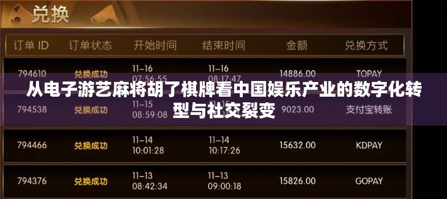 从电子游艺麻将胡了棋牌看中国娱乐产业的数字化转型与社交裂变